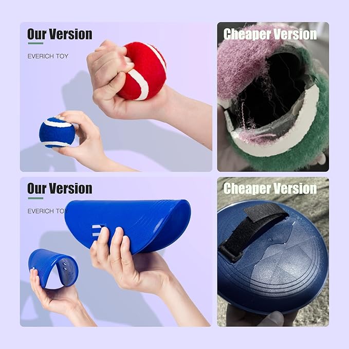 EVERICH TOY Upgraded Toss and Catch Ball Game Set, Kids Toy Stocking Stuffers for Boys Girls Ages 3-12, Includes 2 Paddles 2 Sticky Balls, Water-Resistant Indoor Outdoor Toy for Beach Pool Yard