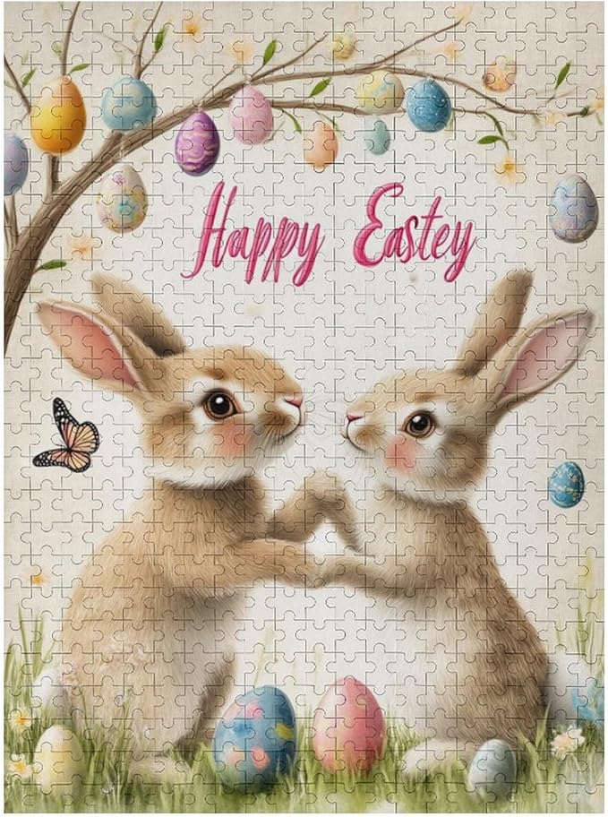 Wooden Puzzle - Easter and The Rabbit Jigsaw Puzzles，Wooden Puzzles for Adults 500 Pieces Unique Gifts for Wall Art，Challenge Puzzles，Educational Games，Family Puzzles