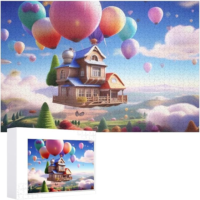 Wooden Puzzle - Floating House Jigsaw Puzzles，Wooden Puzzles for Adults 1000 Pieces Challenge Puzzles，Educational Games，Family Puzzles，Unique Gifts for Wall Art,Funnny Puzzles