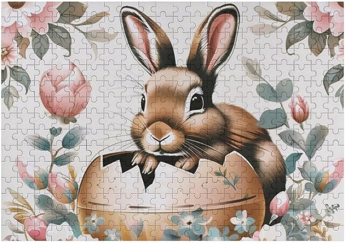 Wooden Puzzle - Easter Bunny Eggs Cute Rabbit Jigsaw Puzzles，Wooden Puzzles for Adults 300 Pieces Challenge Puzzles，Educational Games，Family Puzzles，Unique Gifts for Wall Art