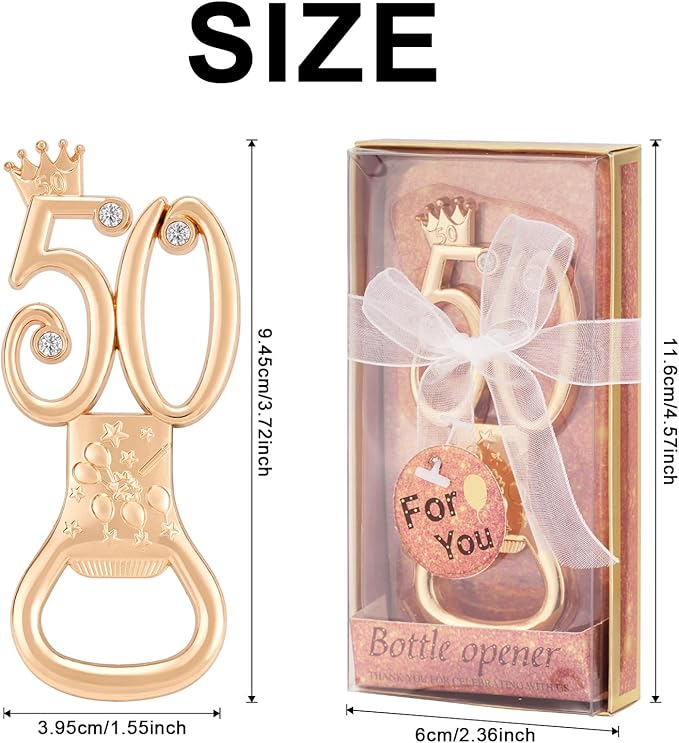 24 Packs 50th Bottle Opener, Gifts for 50th Birthday Party Favors, Wedding Anniversary Party Return, Gifts or Souvenirs for Guests, Theme Party Decorations