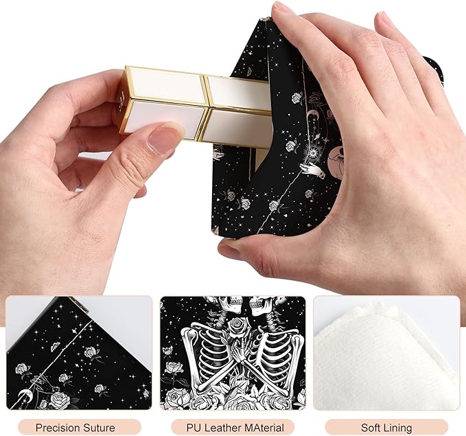 2Pcs PU Leather Small Squeeze Coin Purse Pouch Mini coin Bag Unique And Cute Wallet Cosmetic Bags Change Bag For Women Girls Men （skull 2