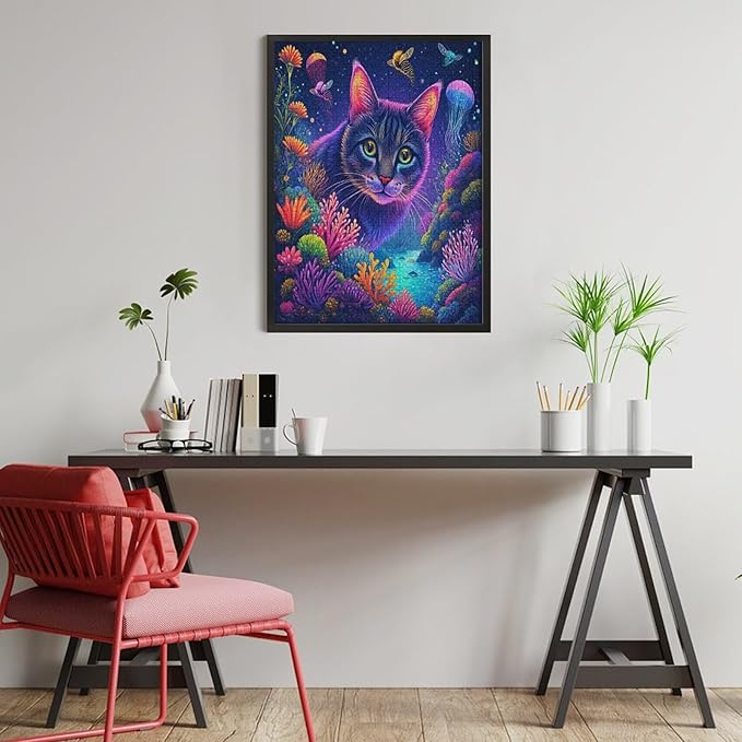 Wooden Puzzles 500 Piece，Color Cat Portrait Themed Jigsaw Puzzles，Puzzle Games Challenge Puzzles，Educational Games，Family Puzzles，Unique Gifts for Wall Art