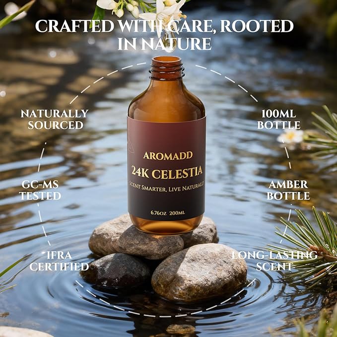24K Celestia Diffuser Oil Inspired by Luxury Hotel Scent 6.76 Fl Oz (200ml), Aroma Diffuser & Hotel Fragrance Diffuser Oil, Essential Oil Diffuser for Aromatherapy, Long-Lasting
