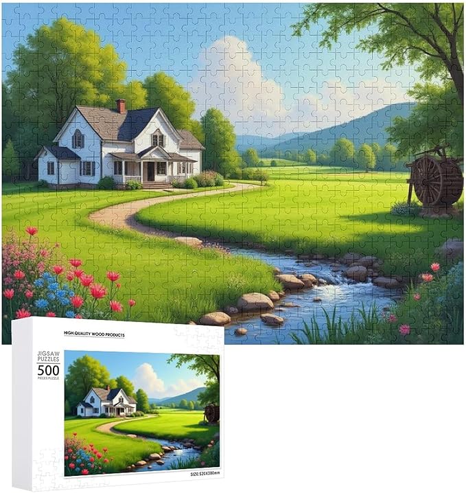 Manor and Farm - 500 Piece Jigsaw Puzzles for Adults，Stress Relieving Game Props Positive Thinking Puzzles Party Entertainment Puzzles for Adults and Teens Toy