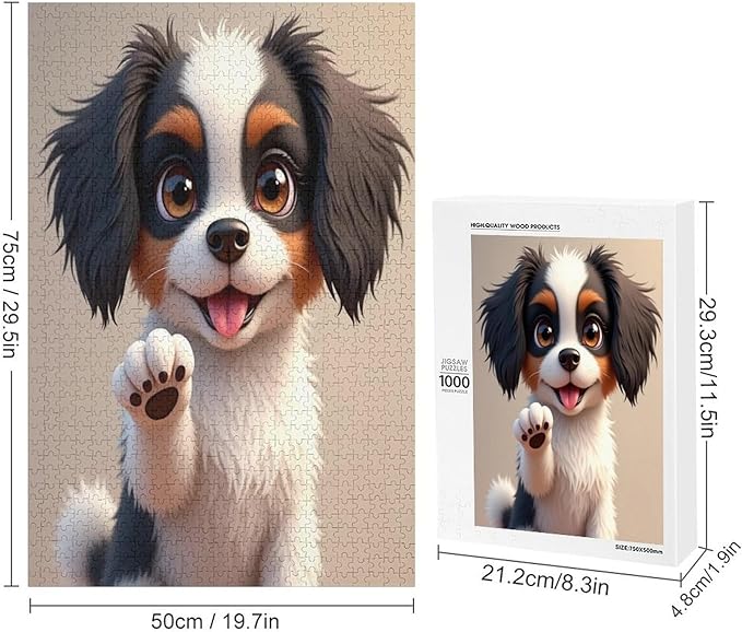 Jigsaw Puzzles for Adults 1000 Piece - Cavalier King Charles Spaniel Wooden Puzzles, Educational Games，Challenge Puzzles Puzzle Games, Stress Relief Games