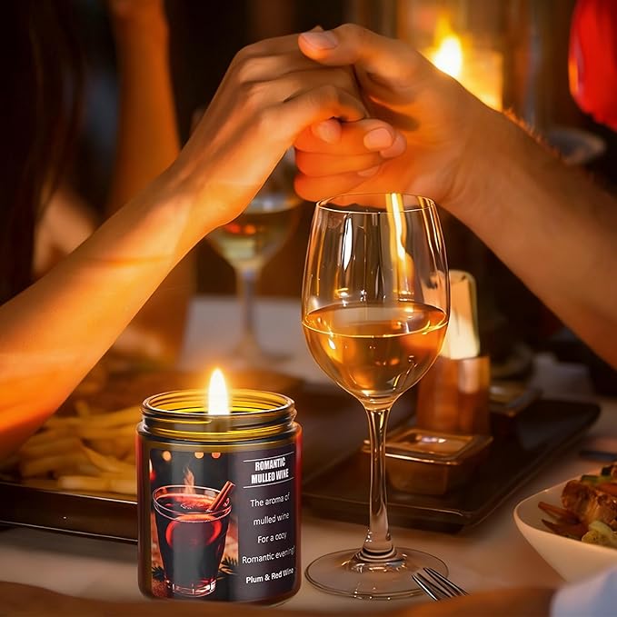 Valentines Day Gifts for Her Him - Mulled Wine Plums Candle 4 Oz - Romantic Anniversary Wedding Birthday Valentines Gifts for Women Men, Girlfriend Boyfriend Gift Ideas