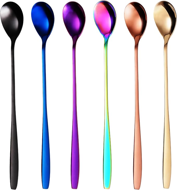 GRÄWE Macchiato Ice Cream Spoon and Latte Stainless Steel Long Spoon Ideal for Coffee, Desserts and Ice Tea, Dishwasher Safe, Multi-Coloured