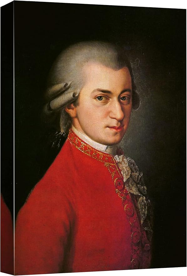 wall26 Canvas Print Wall Art Portrait of Wolfgang Amadeus Mozart People Pop Culture Historical Realism Famous Closeup Colorful Multicolor Classical for Living Room, Bedroom, Office - 24"x36"