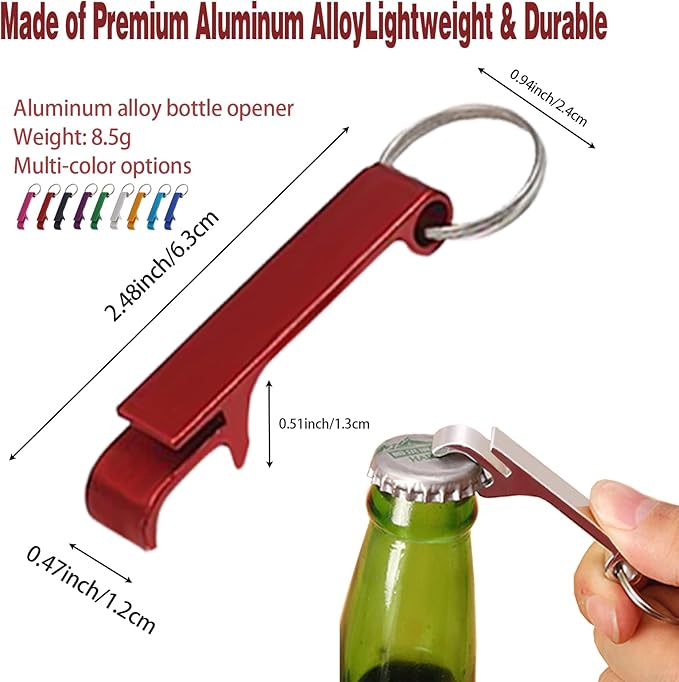 50 Pcs Bottle Openers, Soda Beverage Beer Bottle Opener Keychain,Small and Practical, Easy to Carry, for Kitchen/Wedding/Bar/Party