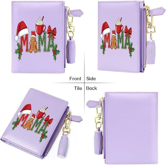 GEEAD Custom Design Small Wallets for Women Bifold Slim Coin Purse Zipper ID Card Holder for Christmas