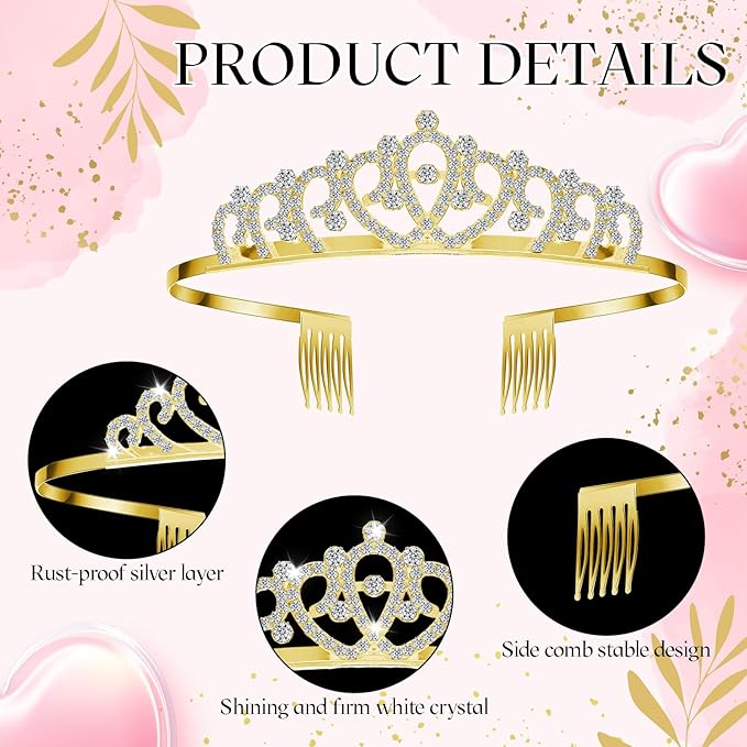 Lyrow 30 Pcs Tiara Crowns for Women Bulk Galentines Day Party Favors Crystal Queen Crowns with Comb Headband Silver Princess Tiaras for Birthday Wedding Halloween Christmas(Chic Style)