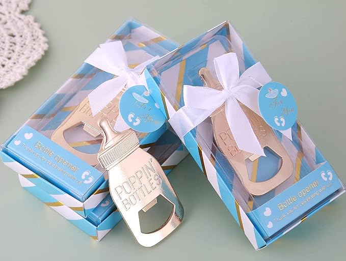 24 Pack Baby Shower Favors for Guest Bottle Opener Baby Shower Souvenirs Bottle Opener for Baby Birthday Party Souvenirs Return Gifts Party Decoration (Blue, 24)