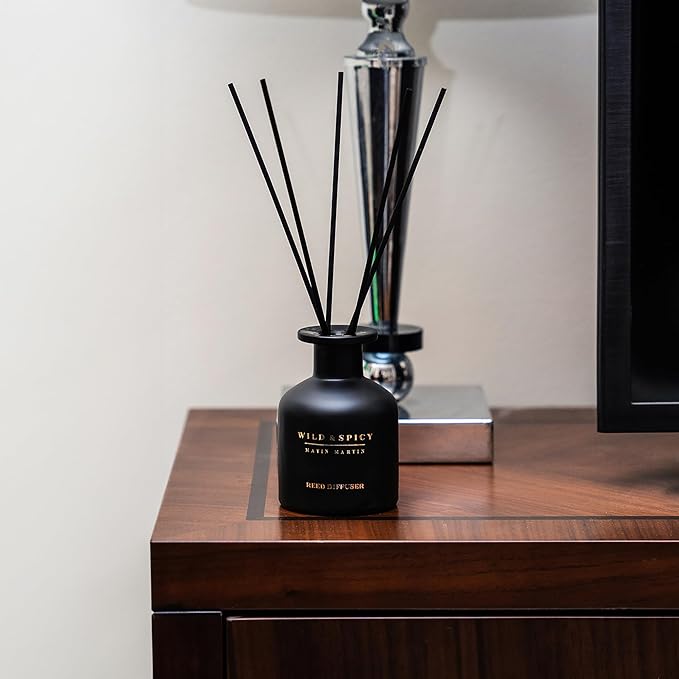 Matin Martin Wild and Spicy Reed Diffuser 5 oz - Luxury Aromatherapy with Cardamom & Amber - Home Decor Gift for Bedroom, Office, Living Room, Bathroom - Long-Lasting Scent - Premium Fragrance Sticks