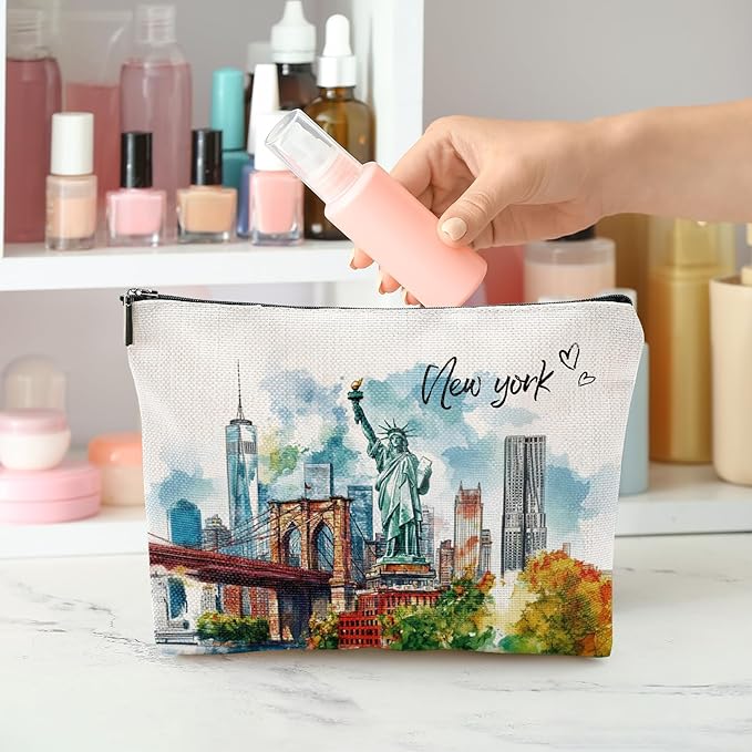 New York Gift Travel Souvenirs - New York Souvenir Travel Must Have NYC Essentials Makeup Bag Purse Gifts for Women Birthday Christmas