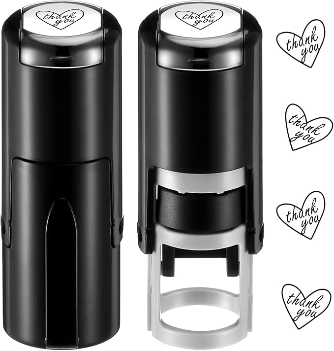 Supervitae 2 Pack Thank You Print Stamps Ink Stamper Mini Self Inking Stamps for Classroom Party Educational Learning Activities Craft Supplies