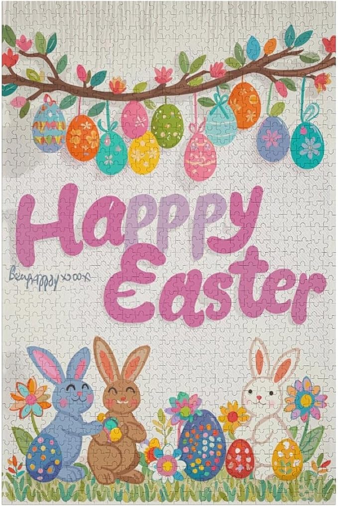 Wooden Puzzle - Easter and The Rabbit Jigsaw Puzzles，Wooden Puzzles for Adults 1000 Pieces Unique Gifts for Wall Art，Challenge Puzzles，Educational Games，Family Puzzles
