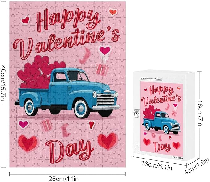 Wooden Puzzle - Happy Valentine's Day Jigsaw Puzzles，Wooden Puzzles for Adults 300 Pieces Challenge Puzzles，Educational Games，Family Puzzles，Unique Gifts for Wall Art