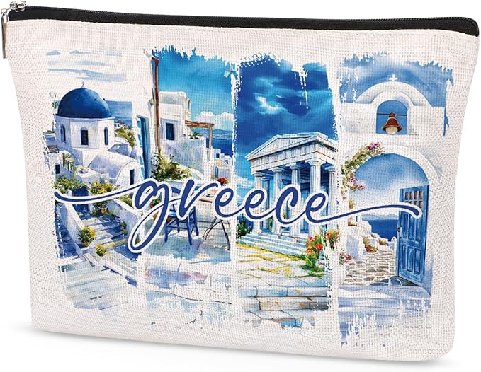 Greece Makeup Bags Gifts for Women, Greece Travel Essentials, Greek Mythology Inspired Souvenirs, Toiletry Zipper Cosmetic Pouch, Gifts for Girls Friend Sister Daughter