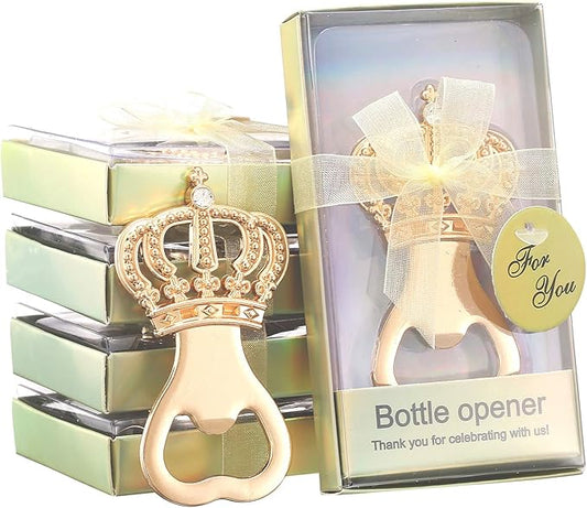 Pack of 24 Gold Crown Bottle Opener Wedding Favors,Party Favors for Guest Souvenir Gift for Baby Shower Birthday Party Decorations and Supplies by LAYSERI (Crown Gold, 24)