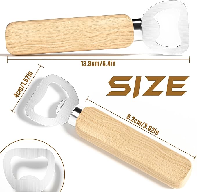 15-100 Custom Wood Bottle Opener, Personalized Wood Beer Bottle Opener with Handle Laser Engraved with Text Logo Photo for Wedding, Bar, Brewery, Anniversaries, Party, Events & Promotional Gift