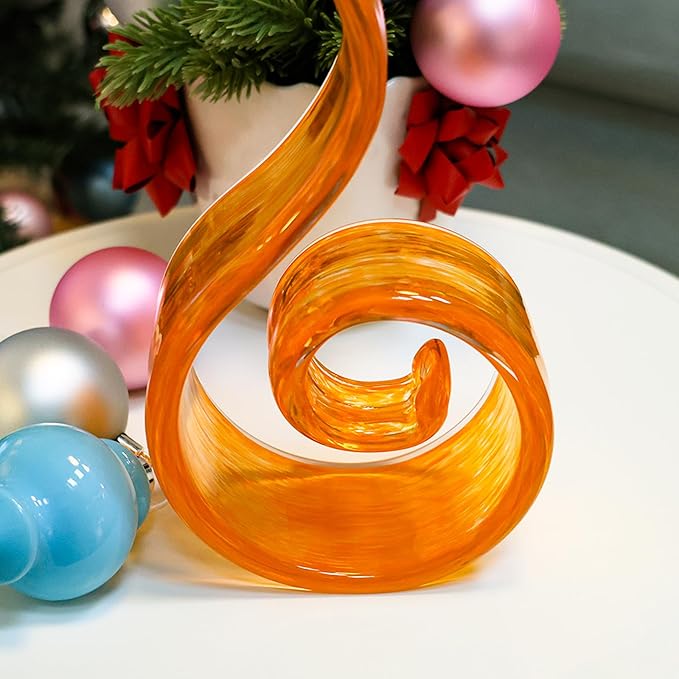 11.4" Tall Hand-Blown Glass Sculpture Murano-Style Sculpture Art Ornament Statue Figurines Home Decor Accent Piece Coastal Ocean Nautical Home Decor,Shelf,TV Stand,Tabletop Centerpieces,Wonderful Gift