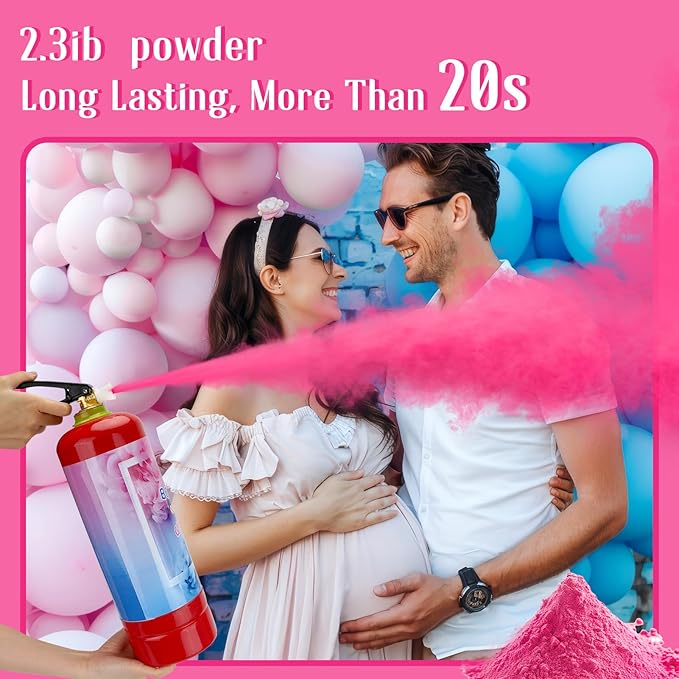 Giant Gender Reveal Fire Extinguisher 2 Packs, Gender Reveal Ideas, Baby Girl Reveal Party Ideas for Gender Reveal Decorations with 2.3ib Powder (Pink)