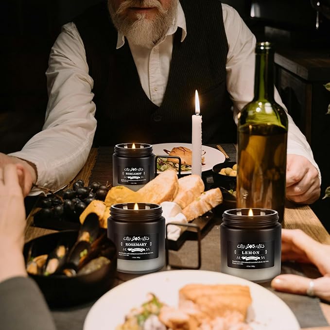 Scented Candles Set - 24 Pack Gradient Black Men Candles for Home Scented, 3.5 oz, Aromatherapy Soy Candle Gifts Set for Men, Birthday, Valentine, Christmas, Anniversary Present for Him