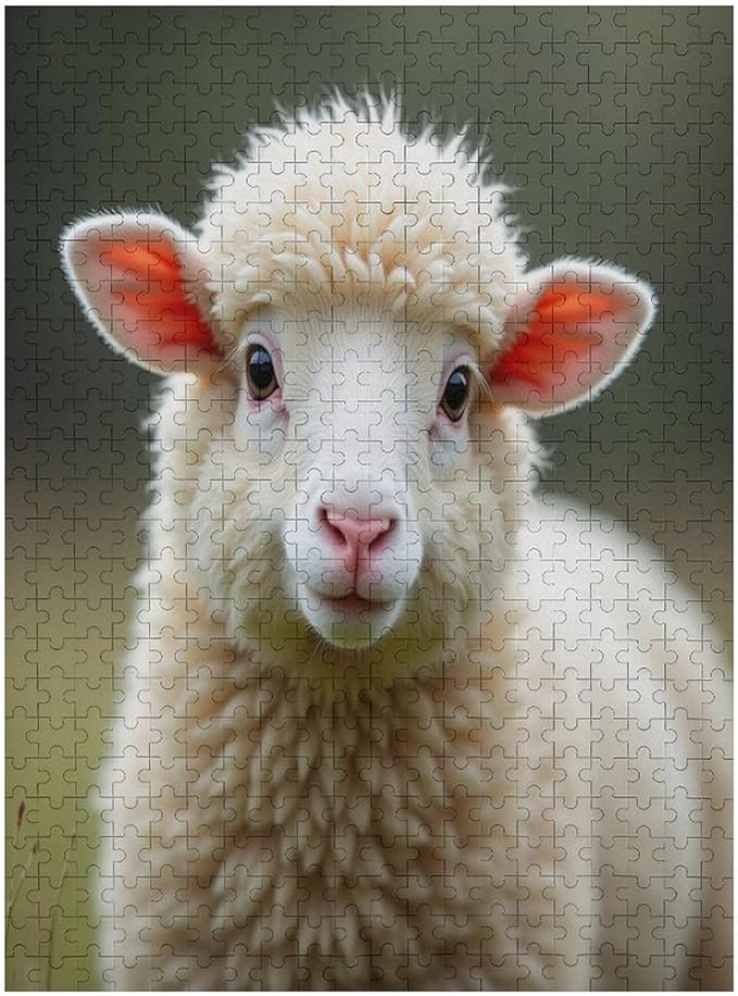 Jigsaw Puzzles for Adults 500 Piece - Lamb Livestock Animal Mammal Cute Wooden Puzzle，Educational Games，Challenge Puzzles Puzzle Games， Stress Relief Games，Funny Puzzles