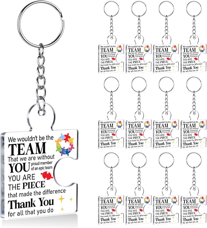 Team Appreciation Gifts for Employee Coworker Staff Bulk, Teamwork Thank You Gift Set Puzzle Piece Acrylic Keychains