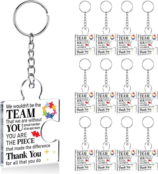 Team Appreciation Gifts for Employee Coworker Staff Bulk, Teamwork Thank You Gift Set Puzzle Piece Acrylic Keychains