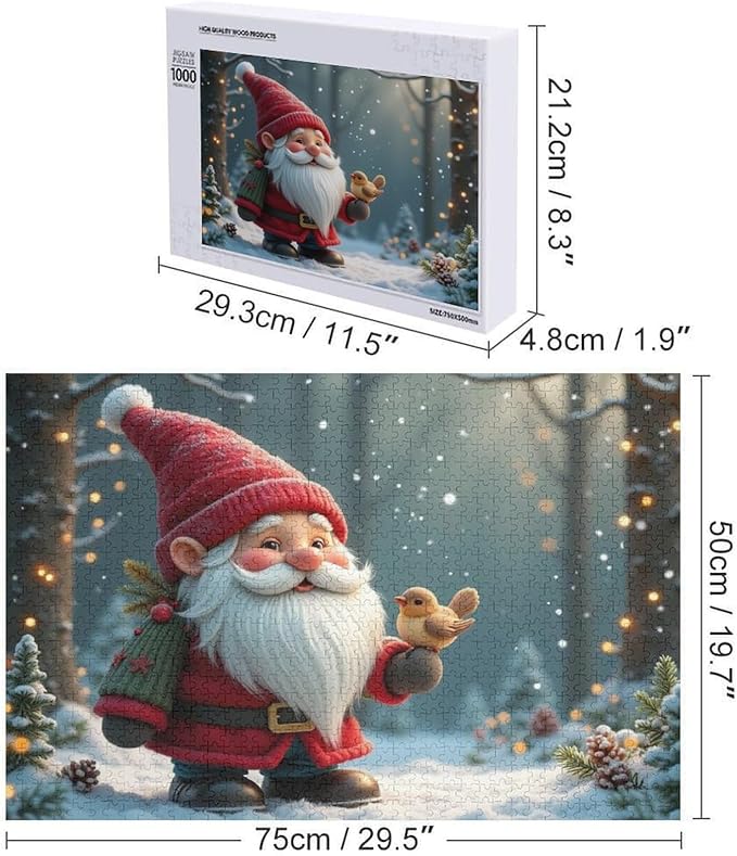Wooden Puzzle - Vintage Christmas Gnome Wooden Puzzles for Adults 1000 Pieces Challenge Puzzles，Educational Games，Family Puzzles，Unique Gifts for Wall Art ，Funny Puzzles