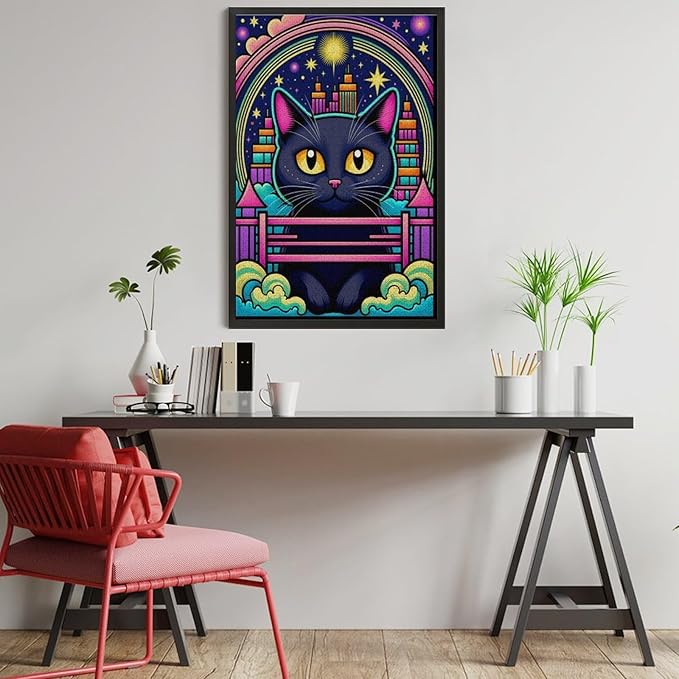 Wooden Puzzle - Dreamy Starry Night Cat Jigsaw Puzzles，Wooden Puzzles for Adults 1000 Pieces Challenge Puzzles，Educational Games，Family Puzzles，Unique Gifts for Wall Art