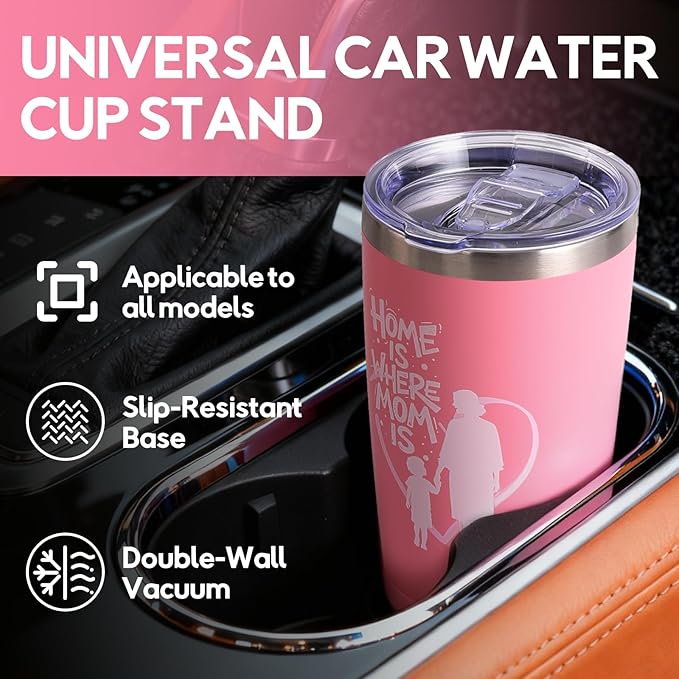 Birthday Gifts for Mom and Best Mom Ever, Personalized Tumbler Engraved Merry Chrismas Present for Her,Women, Wife, Daughter, Sister - Thoughtful Gift Basket for Mothers Day,Pink