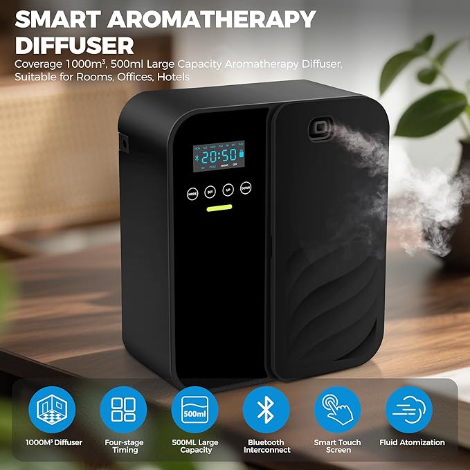Hotel Scent Diffuser, House Scent Machine, 5000 Sq.Ft of Coverage, 500ml Large Capacity Aromatherapy Machine, Scent Diffusers for Home Large Room, Office Waterless Essential Oil Diffuser