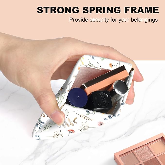 2Pcs PU Leather Small Squeeze Coin Purse Pouch Mini coin Bag Unique And Cute Wallet Cosmetic Bags Change Bag For Women Girls Men White And Purple Floral