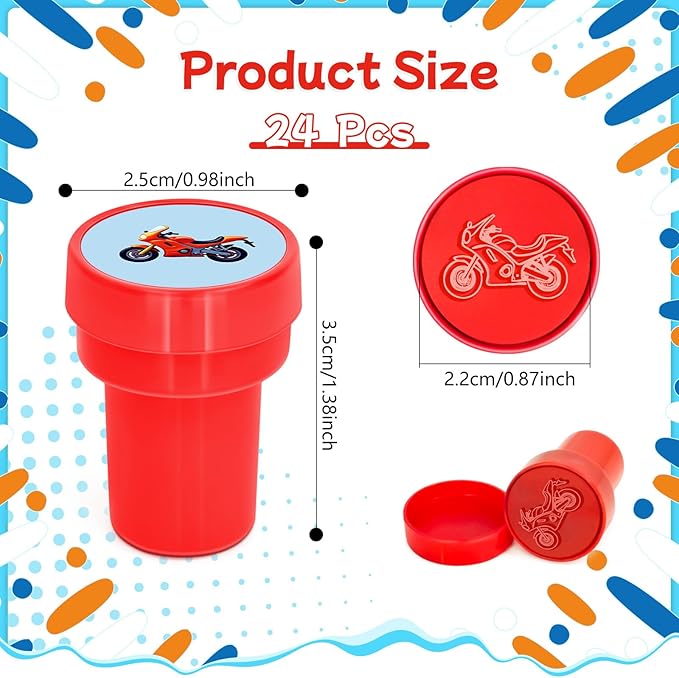 Cinrobiye 24 Pcs Transportation Stampers, Traffic Vehicle Stamp Set with Trucks Planes Trains Fire Trucks Police Cars for Birthday Party Favors Classroom Rewards Goodie Bags Fillers Pinata