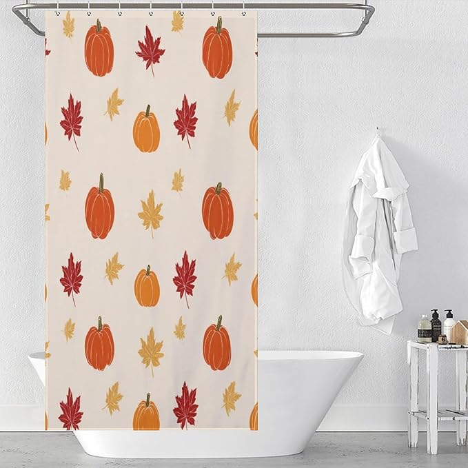 Fall Thanksgiving Pumpkin Shower Curtain Waterproof Washable Fabric Bathroom Shower Curtains for Bathroom Decorations Home Indoor Decor 35x72Inch