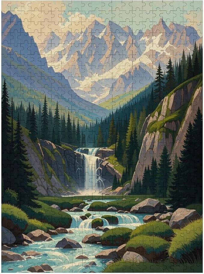Jigsaw Puzzles for Adults 500 Piece - Mountain Landscape Wooden Puzzle，Educational Games，Challenge Puzzles Puzzle Games， Stress Relief Games，Funny Puzzles