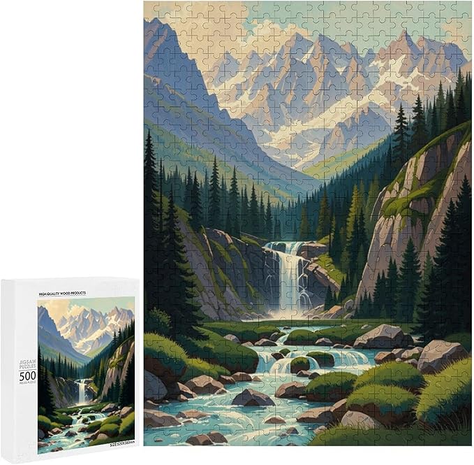 Jigsaw Puzzles for Adults 500 Piece - Mountain Landscape Wooden Puzzle，Educational Games，Challenge Puzzles Puzzle Games， Stress Relief Games，Funny Puzzles