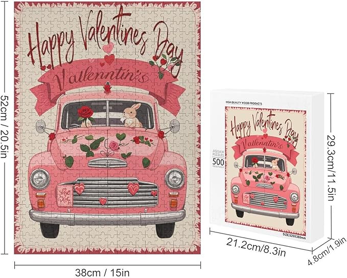Jigsaw Puzzles for Adults 500 Piece - Happy Valentine's Day Wooden Puzzle，Unique Gifts for Wall Art ，Family Puzzles，Educational Games，Challenge Puzzles Puzzle Games