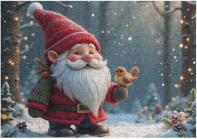 Wooden Puzzle - Vintage Christmas Gnome Wooden Puzzles for Adults 300 Pieces Challenge Puzzles，Educational Games，Family Puzzles，Unique Gifts for Wall Art ，Funny Puzzles