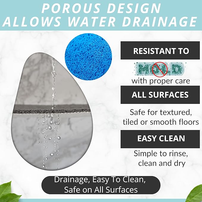 Anti Slip Shower Mat - Non Slip Shower Mats for Inside Shower - Large 47x24 Loofah Shower Floor Mat Non Slip - Bath Mat for Shower - Secure Mat Without Suction Cups (47x24 Blue)