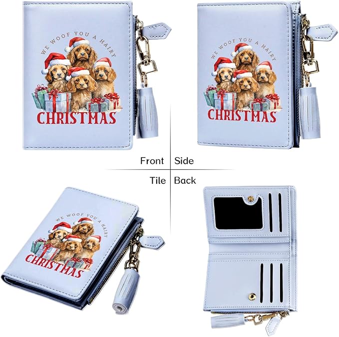 GEEAD Custom Design Small Wallets for Women Bifold Slim Coin Purse Zipper ID Card Holder for Christmas