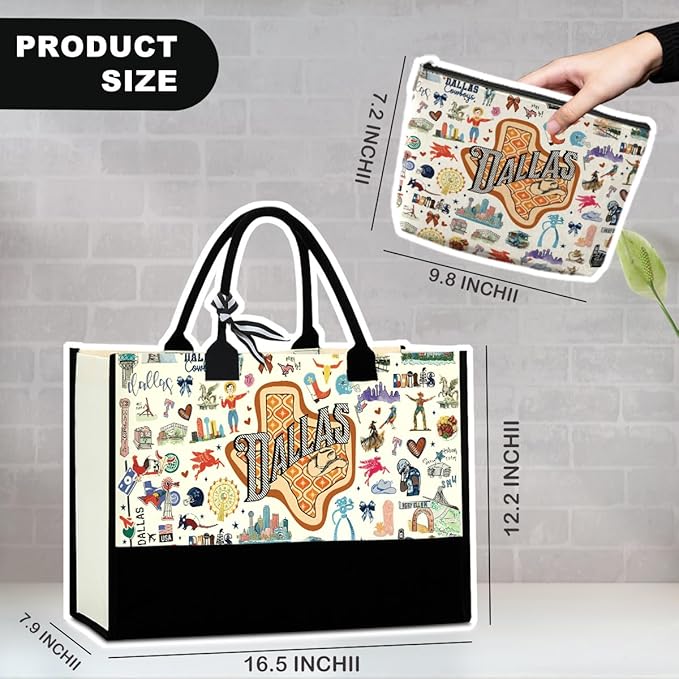 Boston Dallas Washington DC San Francisco Los Angeles China Travel Tote Bag Makeup Bag Set