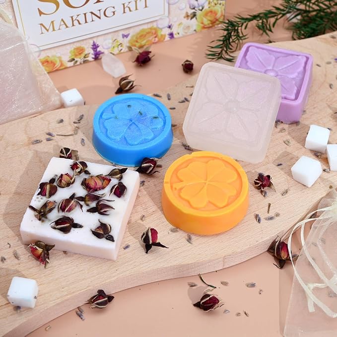 Soap Making Kit, JCOOS Soap Making Kit for Adults and Kids, Soap Making Supplies - Melt and Pour Soap Base, Soap Mold, Soap Colorant, Fragrances, Dried Flowers, Glitter, Kids Craft Diy Kits for Adults