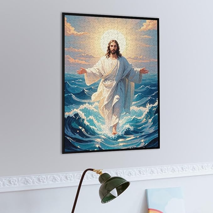 Jigsaw Puzzles for Adults 500 Piece - Jesus Walk On Sea Wooden Puzzle，Challenge Puzzles Puzzle Games， Stress Relief Games，Funny Puzzles，Unique Gifts for Wall Art