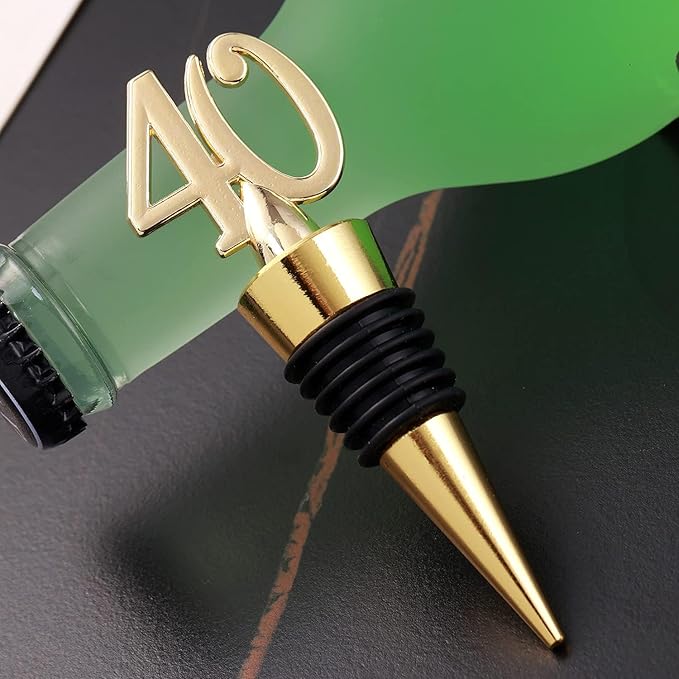 12PCS Gold 40th Wine Stoppers 40 Birthday Decorations Gifts Women 40th Wedding Anniversary Souvenir Bridal Party Favor Gift for Guests(12,40th Stopper)