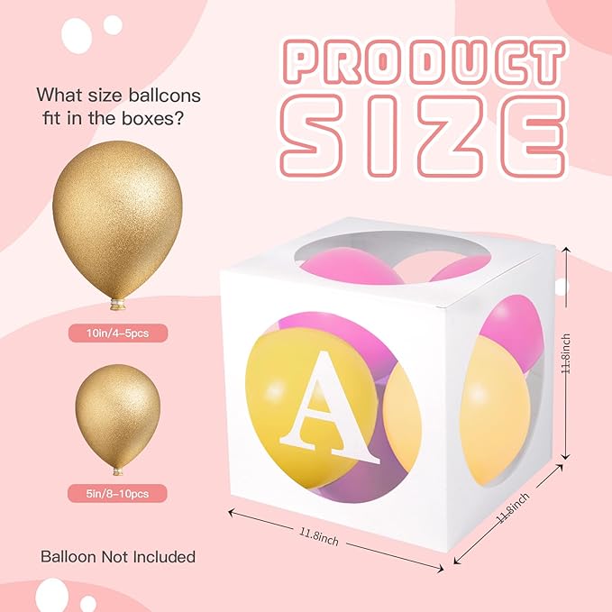 Baby Boxes with Letters for Baby Shower,Transparent Balloon Boxe 4 PCS Clear Baby Shower Decorations Block Boxes for Gender Reveal,Birthday Party Decorations