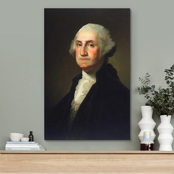 wall26 Canvas Print Wall Art Portrait of George Washington People Pop Culture Historical Realism Famous Closeup Colorful Multicolor Classical for Living Room, Bedroom, Office - 32"x48"